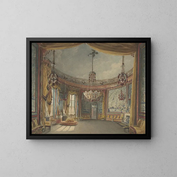 Le salon du pavillon de Brighton - Augustus Charles Pugin — inramlat konstverk på väggen