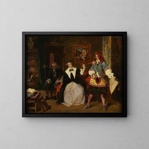 Madame de Maintenon och Scarron - Augustus Leopold Egg — inramlat konstverk på väggen