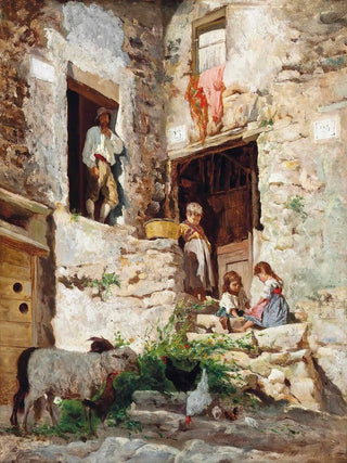 Aurelio Tiratelli - Playing on the steps of an Italian villa.webp