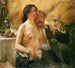 Självporträtt med sin fru Charlotte Berend-Corinth och ett glas sekt - Lovis Corinth — vy av konstverket