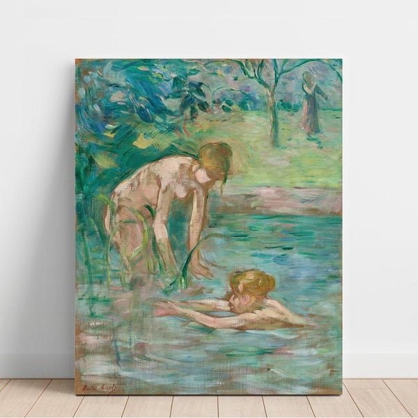 Reproduktion av målningen av badande kvinnor - Berthe Morisot