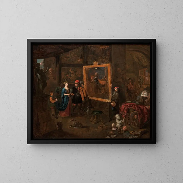 Atelier d'un peintre - Balthasar van den Bossche — inramlat konstverk på väggen