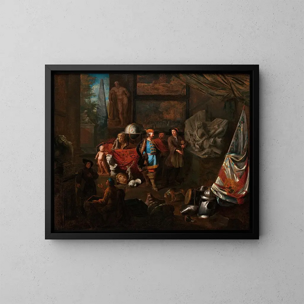 Atelier d'un sculpteur - Balthasar van den Bossche — inramlat konstverk på väggen