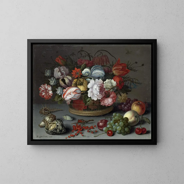 blomsterkorg - Balthasar van der Ast — inramlat konstverk på väggen