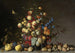 Pêches, plommon, apelsiner, äpplen, körsbär, vindruvor, röda vinbär, svarta vinbär, vilda äpplen och andra frukter i en tennvas - Balthasar van der Ast — vy av konstverket