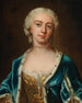Augusta, Wales prinsessa, bärande pärlor och en blå cape fodrad med hermelin - Barthélemy du Pan — vy av konstverket