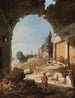 Figurer bland ruiner vid Tiberns strand - Bartholomeus Breenbergh — vy av konstverket