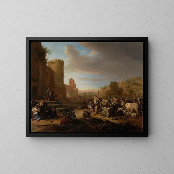 helgon Paul och Barnabas i Lystra - Bartholomeus Breenbergh — inramlat konstverk på väggen