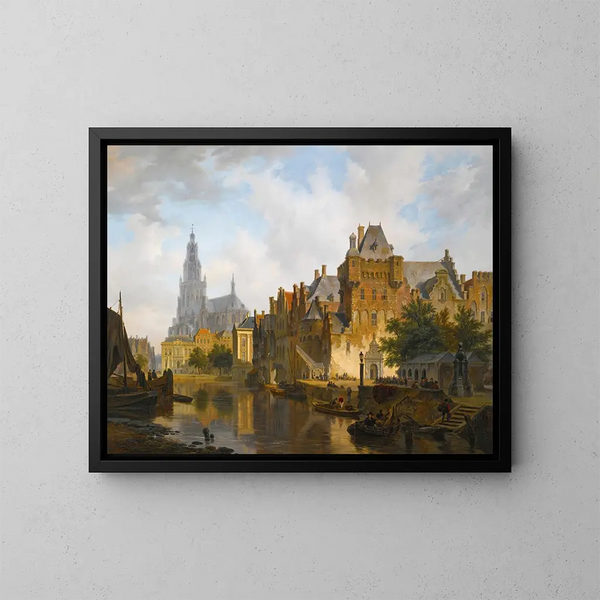 En vy av Hofvijver i Den Haag - Bartholomeus Johannes van Hove — inramlat konstverk på väggen