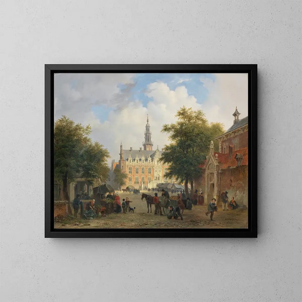 Scène de rue à Amsterdam - Bartholomeus Johannes van Hove — inramlat konstverk på väggen