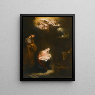 Bartolom Estebn Murillo - A Nocturnal Scene With The Nativity And The Annunciation To The Shepherds Beyond.webp