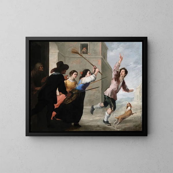 Le Fils prodigue chassé - Bartolomé Esteban Murillo — inramlat konstverk på väggen