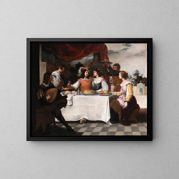 Den bortkomne sonen vid bordet - Bartolomé Esteban Murillo — inramlat konstverk på väggen