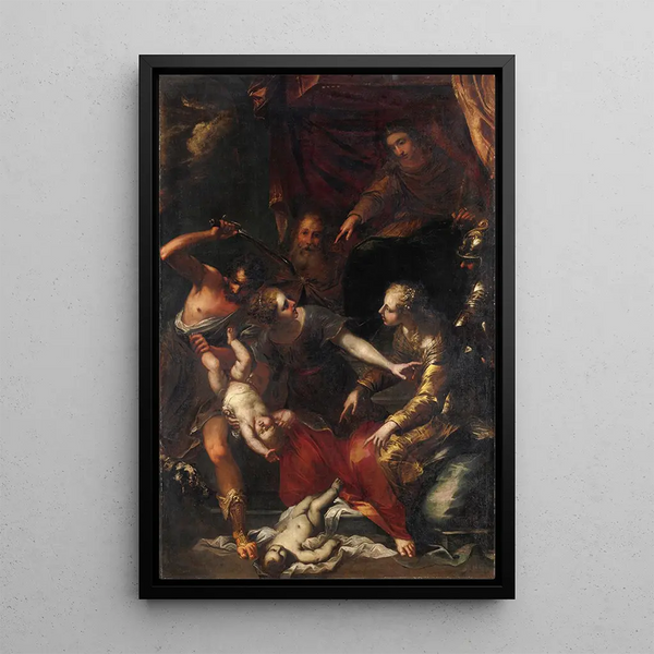 Reproduktion av målningen av Salomos dom - Bartolomeo Biscaino