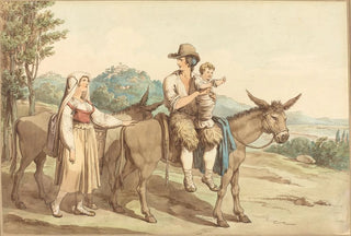 Bartolomeo Pinelli - A Peasant Family And Two Donkeys.webp