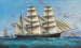 La barque MARIA av kapten Emilio Persich som navigerar med full segel och det österrikisk-ungerska handelsflaggans utanför den inhemska kusten - Basilio Ivankovic — vy av konstverket