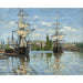 Reproduktion av målningen Båtar på Seine i Rouen - Claude Monet