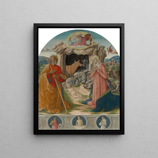 La Nativité - Benvenuto di Giovanni — inramlat konstverk på väggen