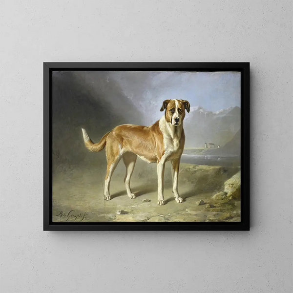 Saint-Bernard-hunden - Bernard te Gempt — inramlat konstverk på väggen