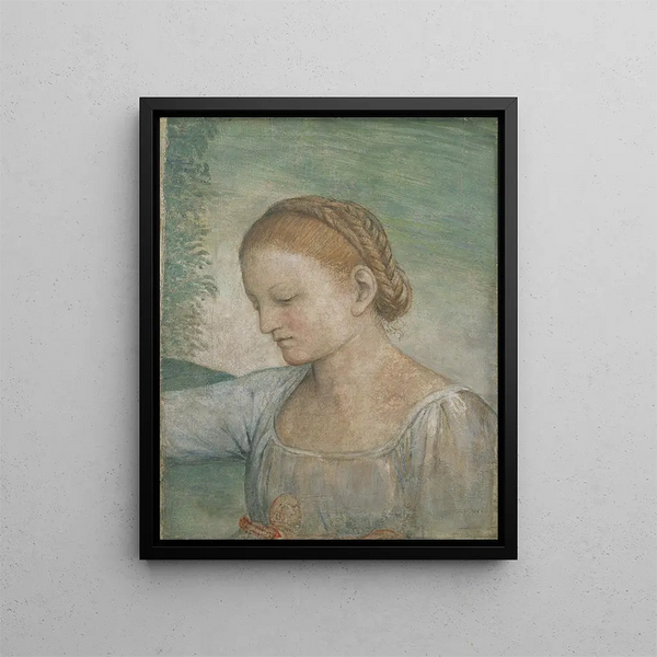 Tête de fille - Bernardino Luini — inramlat konstverk på väggen