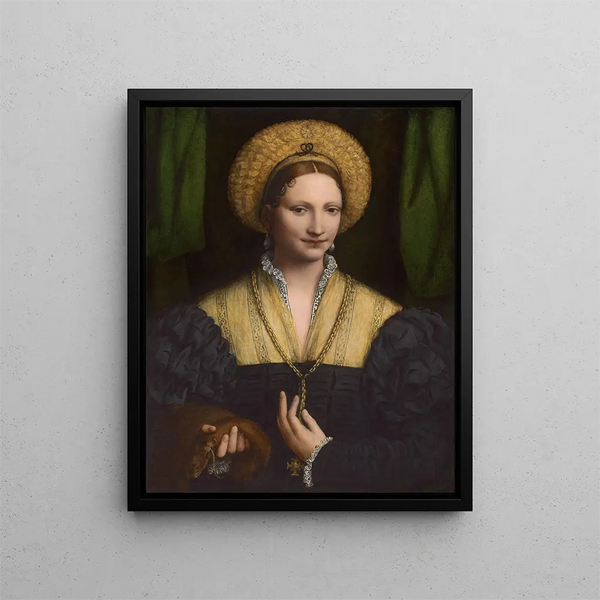 Porträtt av en dam - Bernardino Luini — inramlat konstverk på väggen