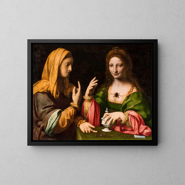 La Conversion de la Madeleine - Bernardino Luini — inramlat konstverk på väggen