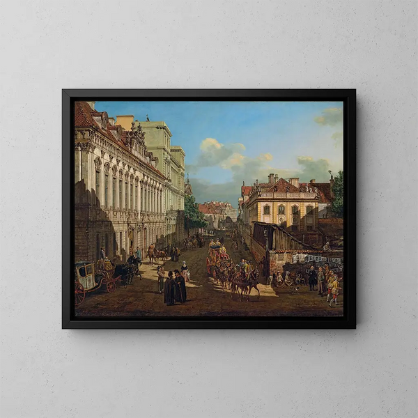 Rue Miodowa i Warszawa - Bernardo Bellotto — inramlat konstverk på väggen