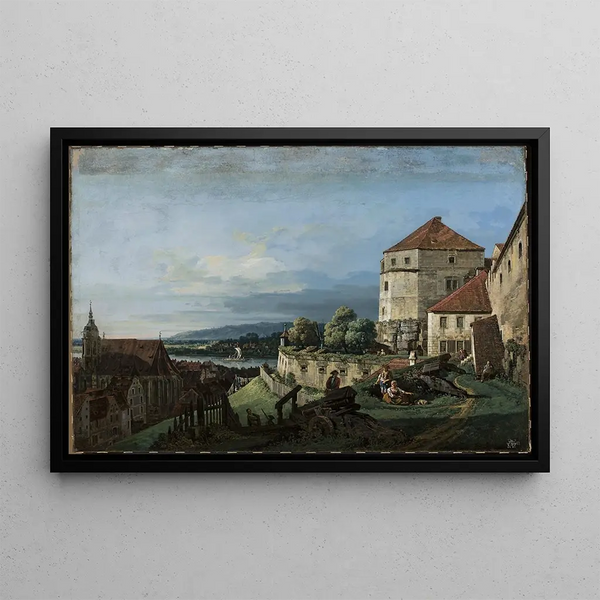 Vue de Pirna en Saxe - Bernardo Bellotto — inramlat konstverk på väggen