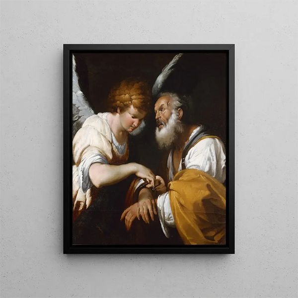 La libération de saint Pierre - Bernardo Strozzi — inramlat konstverk på väggen
