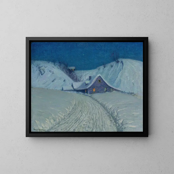 Cabane d'hiver au virage - Birge Harrison — inramlat konstverk på väggen