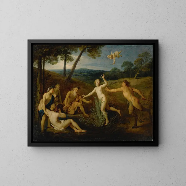 Pan och Syrinx - Bon Boullogne — inramlat konstverk på väggen