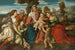La Sainte Famille avec sainte Dorothée et l'enfant Jean-Baptiste et Tobie avec un ange - Bonifacio Veronese — vy av konstverket