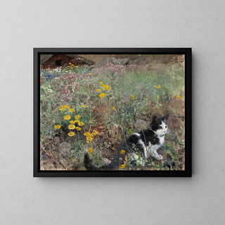 Bruno Liljefors - Cat on a flowery meadow.webp