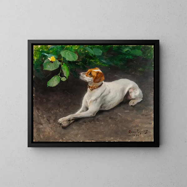 Portrait av en hund - Bruno Liljefors — inramlat konstverk på väggen