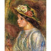 Reproduktion av målningen av kvinnobuste, halmhatt med dekoration - Pierre-Auguste Renoir
