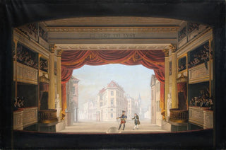 CF Christensen - Det indvendige af Det kgl teater under fremstillingen af Jacob v Thyboe.webp