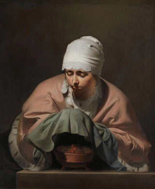 Caesar Van Everdingen - A Young Woman Warming her Hands over a Brazier.webp