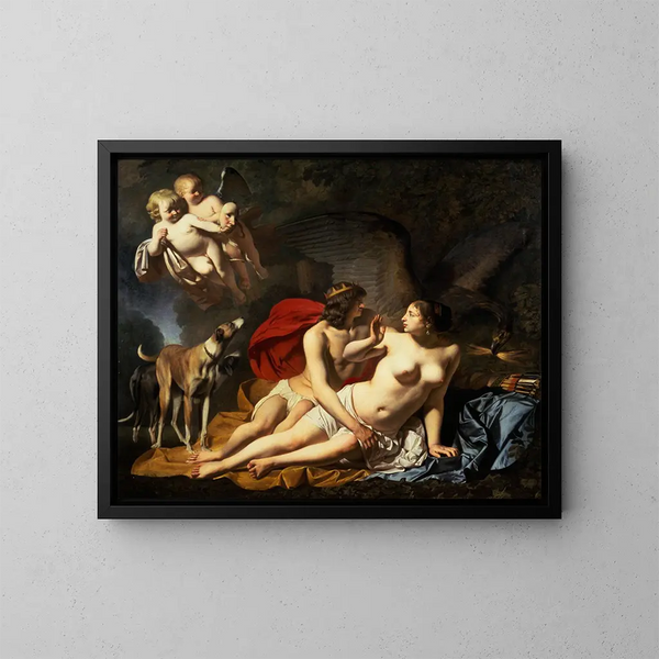 Jupiter och Callisto - Caesar van Everdingen — inramlat konstverk på väggen