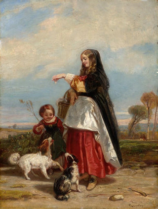 CamilleJosephEtienne Roqueplan - Woman And Child With Dogs.webp