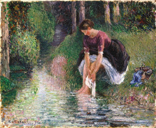 Camille Pissarro - Woman Washing Her Feet in a Brook.webp