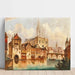 Reproduktion av målningen av Canal nära Strasbourg Domkyrka av Ferdinand Lepie