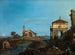En ö i lagunen med en port och en kyrka - Canaletto — vy av konstverket