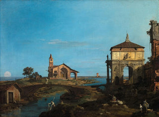 Canaletto - An Island in the Lagoon with a Gateway and a Church.webp