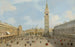 La Piazza San Marco i Venedig som vetter österut mot basilikan - Canaletto — vy av konstverket