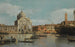 Venise En vy över kyrkorna Redentore och San Giacomo med ett fartyg förtöjt, gondoler och pråmar - Canaletto — vy av konstverket