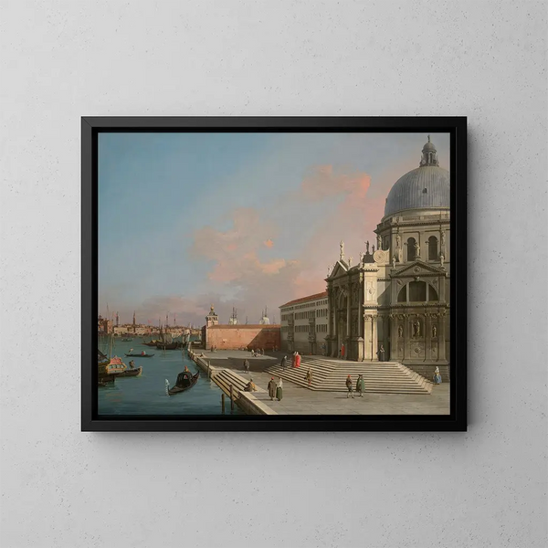Venise, Grand Canal sett österut med Santa Maria della Salute - Canaletto — inramlat konstverk på väggen