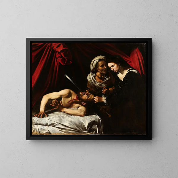 Judith avhuggande Holofernes - Le Caravage — inramlat konstverk på väggen