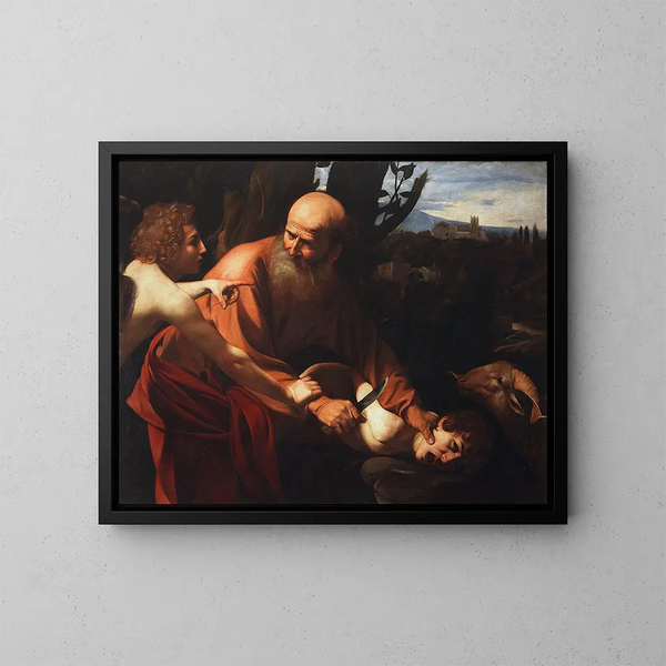 Le Sacrifice d'Isaac - Le Caravage — inramlat konstverk på väggen