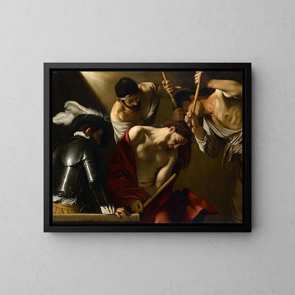 Korsfästelsen - Caravaggio — inramlat konstverk på väggen
