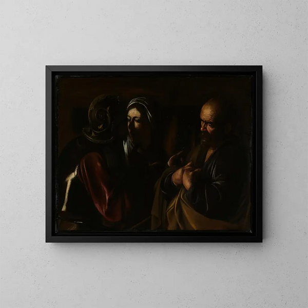 Le reniement de saint Pierre - Le Caravage — inramlat konstverk på väggen
